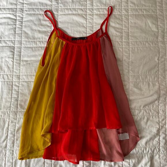 Anthropologie Flowy colorblock asymmetrical cami sz xs strappy  resort beachy - Picture 1 of 8